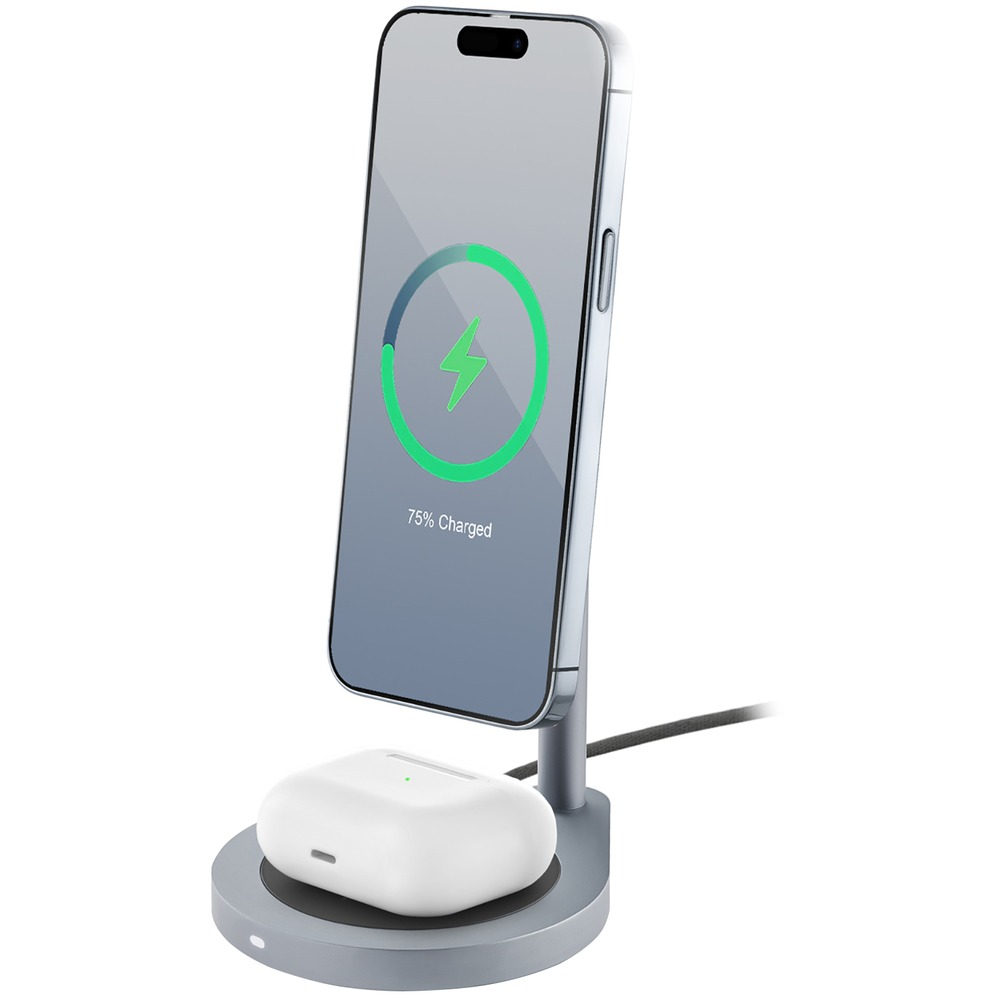 Беспроводное зарядное устройство Stage 2in1 Magnetic wireless charger, цвет: серый